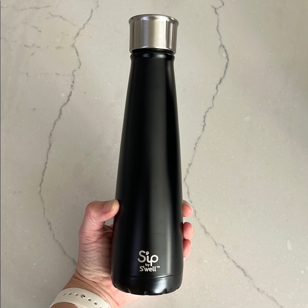 S'ip by S'well Black Stainless Steel Water Bottle